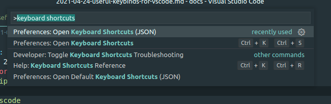 Keyboard Shortcuts - keybindings